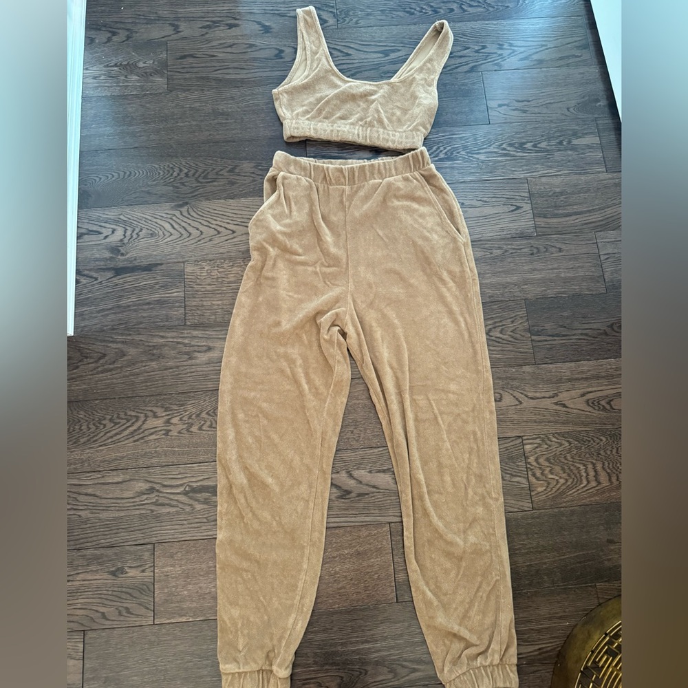 Zara NWOT Terry Cloth Bra and Pants Set